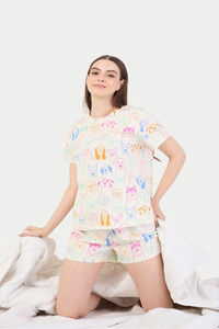 Sweet Dreams Animal Printed Short Set - Swan White — thumbnail 7